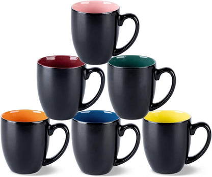 GBHOME 16oz Coffee Mugs Set of 6, Large Ceramic Coffee Mugs for Man, Woman, Dad, Mom, Modern Coffee