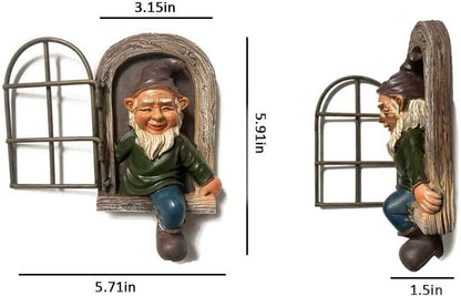 Whimsical Fairy Garden Gnome Statue, Tree Faces Decor Outdoor -5.9 Inch, Funny Garden Tree