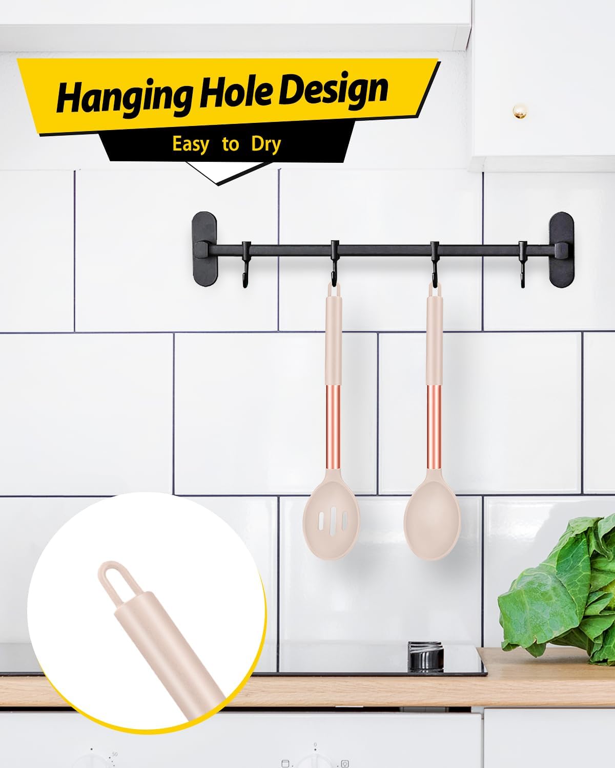 Pack of 2 Large Silicone Cooking Spoons,Non Stick Solid Basting Spoon,Heat-Resistant Kitchen