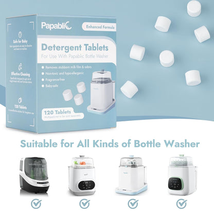 Papablic 120Pcs Official Detergent Soap Tablets for Baby Brezza,GROWNSY,Momcozy Bottle Washer Pro