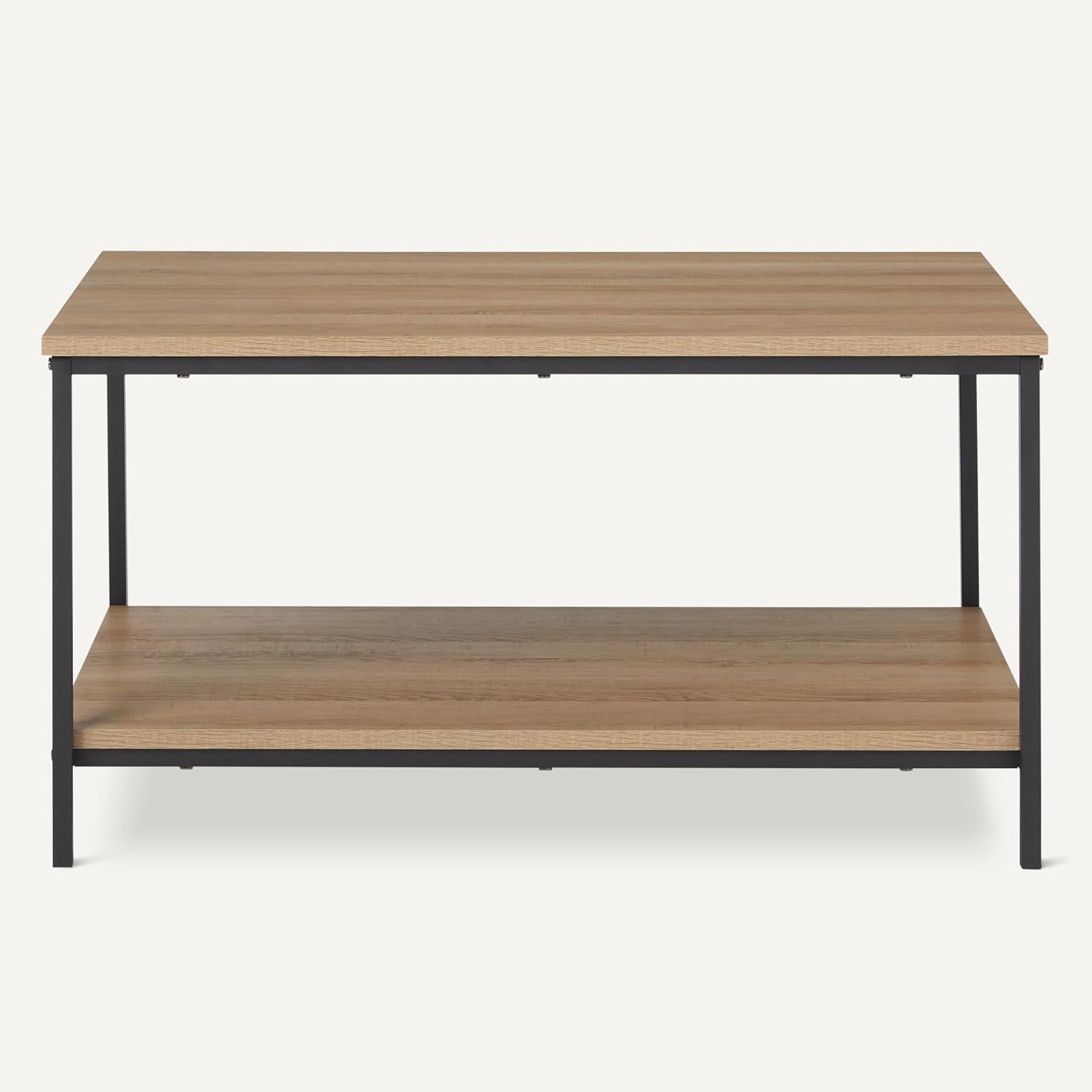 Amazon Basics Rectangular Coffee Table with Bottom Shelf, Living Room Center Table, Wooden, 19.9" D