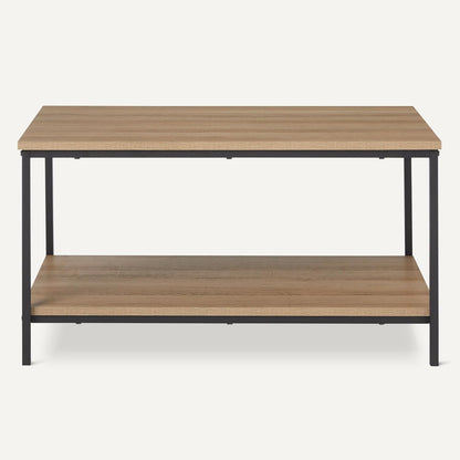 Amazon Basics Rectangular Coffee Table with Bottom Shelf, Living Room Center Table, Wooden, 19.9" D