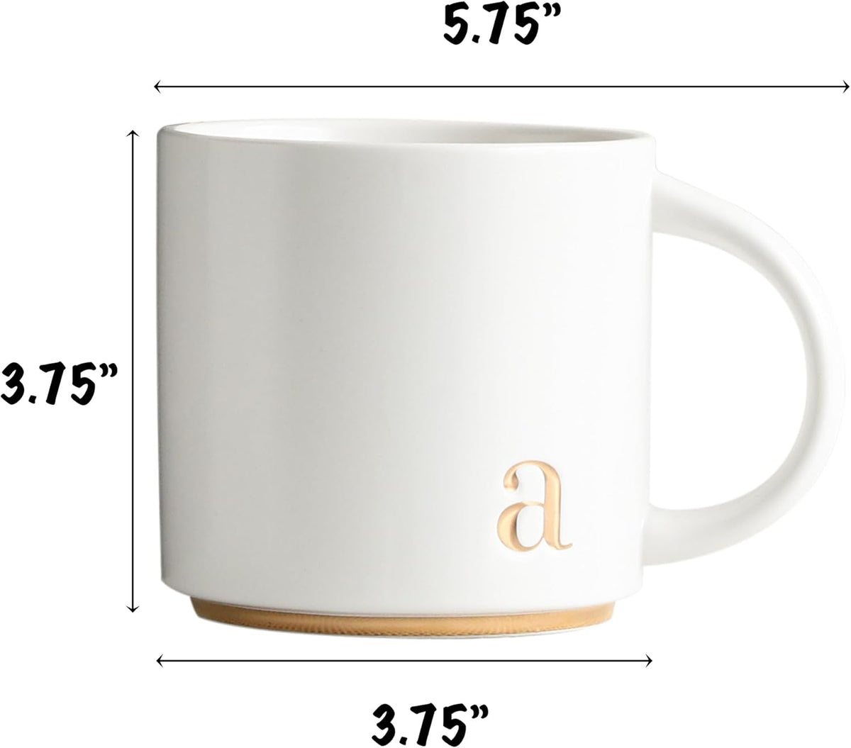 COLLECTIVE HOME - Monogram Ceramic Mugs, 15 oz Golden Initial Coffee Cups, Elegant Alphabet Tea