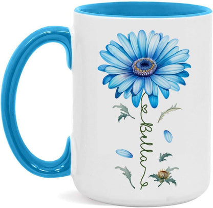 Adorable Gerbera Daisy Flower Mug, Customized Flower Themed Cup With Name, Novelty Daisy Flower