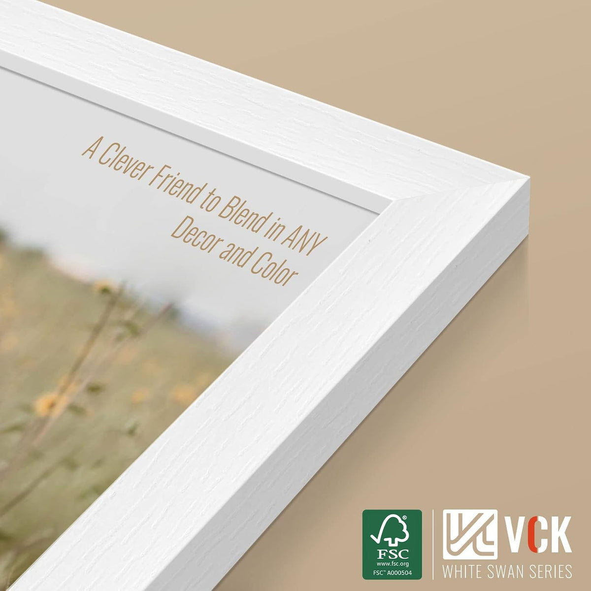VCK 27x40 Solid Wood Poster Frames Set of 3, Exclusive Woodgrain White Picture Frame, Wall Mounting