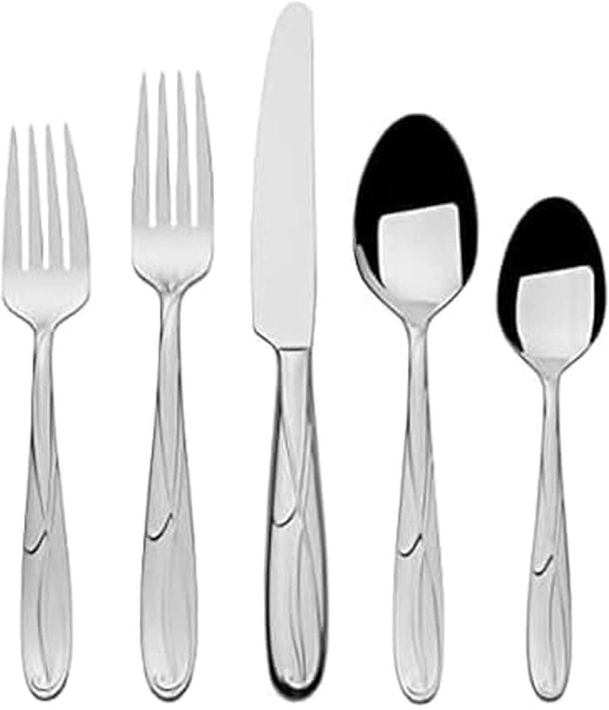 Mikasa Cocoa Blossom 65-Piece Flatware Set for 12, 18/10 Stainless Steel Silverware with Full
