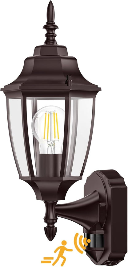 Lamomo Outdoor Wall Sconce, Dusk to Dawn Motion Sensor Bronze Outdoor Light Fixture Wall Mounted