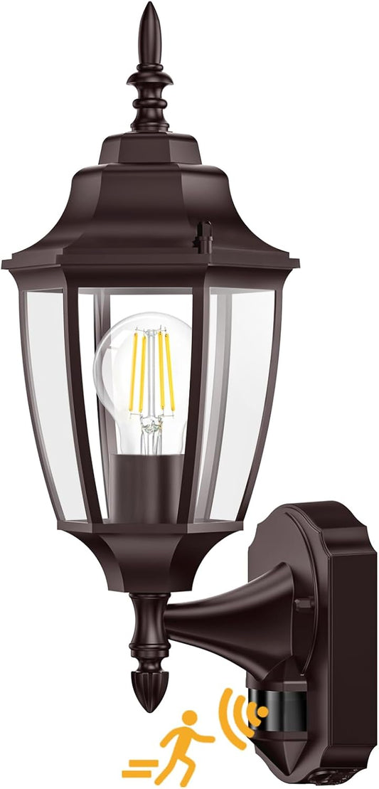 Lamomo Outdoor Wall Sconce, Dusk to Dawn Motion Sensor Bronze Outdoor Light Fixture Wall Mounted