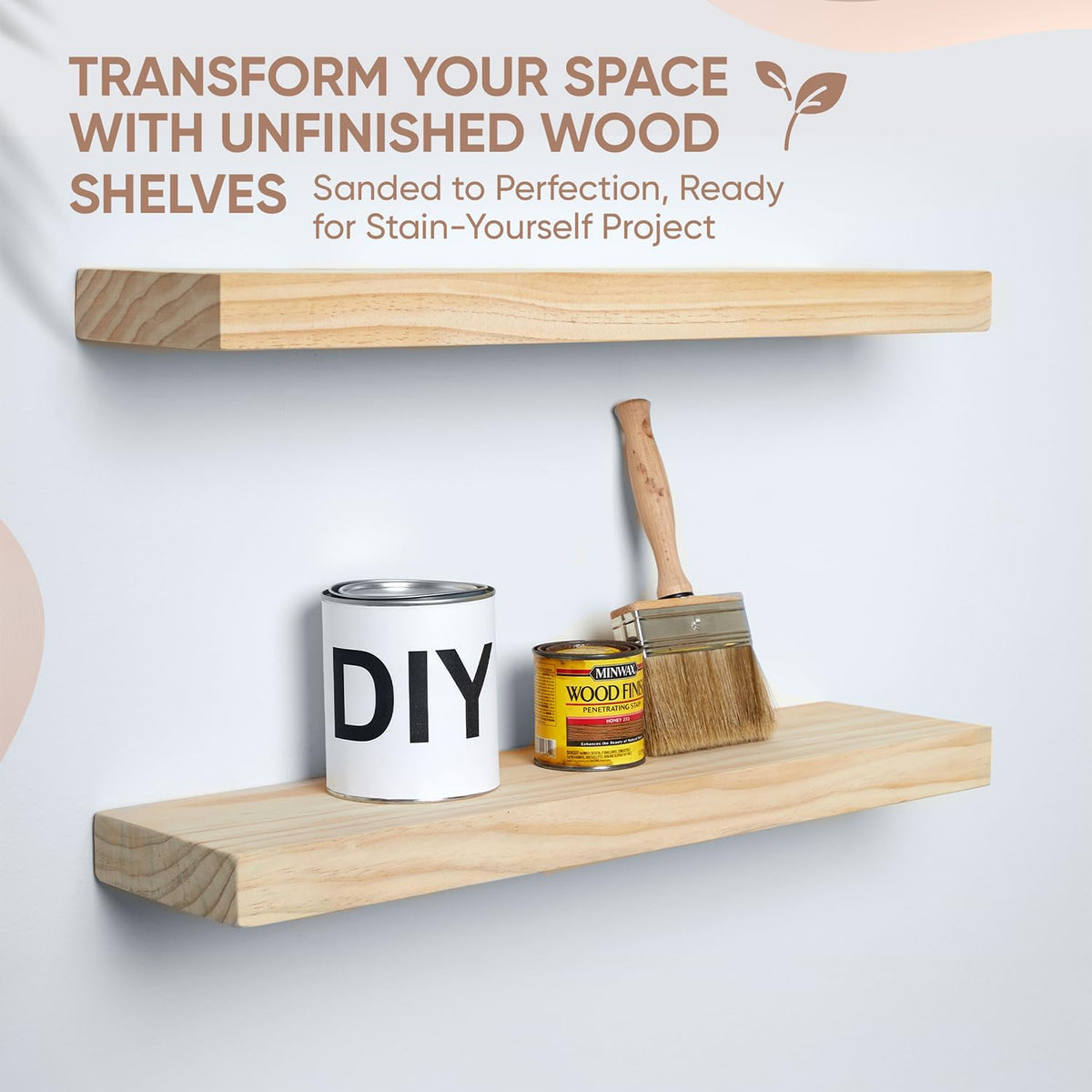 Homeforia 24 inch Natural Floating Shelf, High End Solid Real Wood 24inch Small Floating Shelves