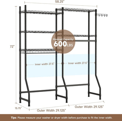 Over Washer and Dryer Shelves,Heavy Duty Laundry Room Storage Organization Clothes Drying Rack,5