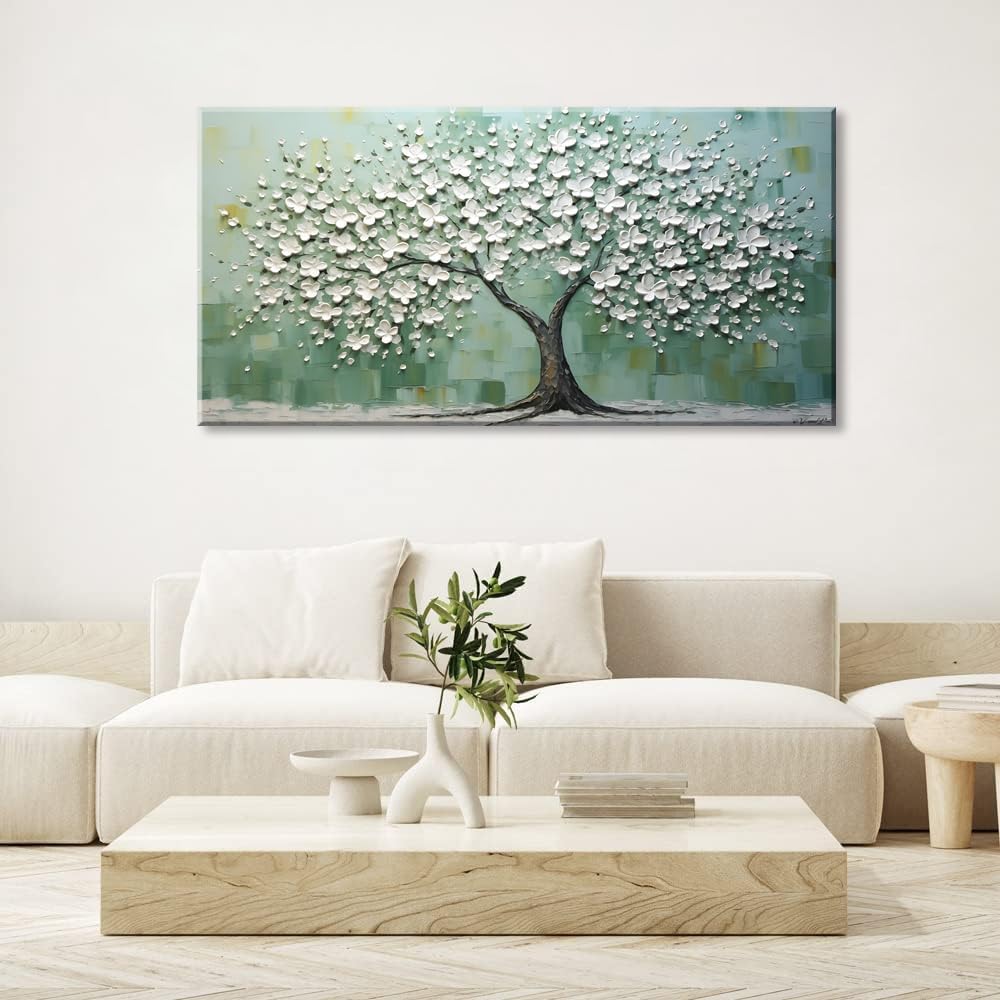 LASMOND Turquoise Tree of Life Wall Art for Living Room Canvas Prints Artwork Modern Abstract
