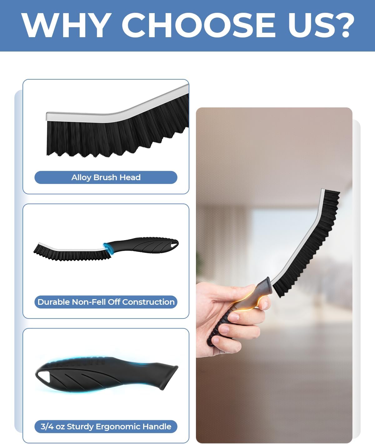 Crevice Cleaning Brushes, Cleaner Scrub Brush Tool for Hard to Reach Tight Space, Home Essentials