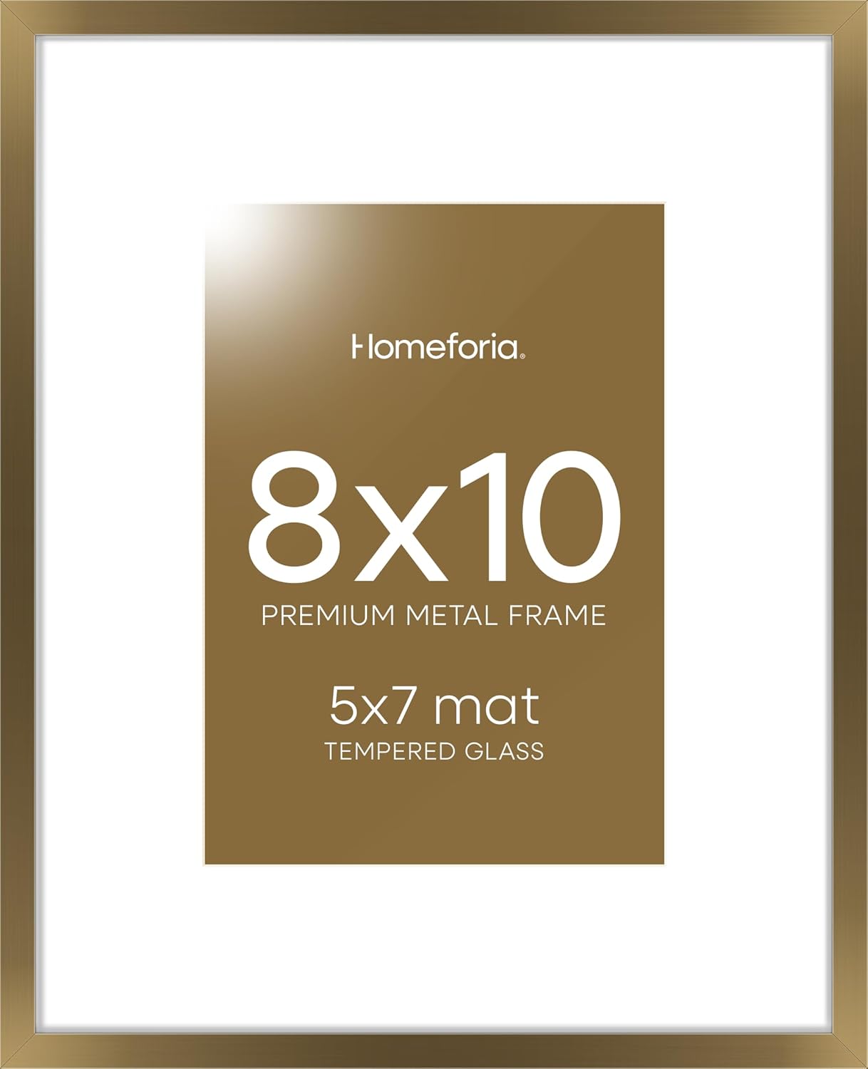 Homeforia Bronze Picture Frames 8x10, High End Metal 8 x 10 Photo Frame with Mat 5 x 7 Art, 10x8