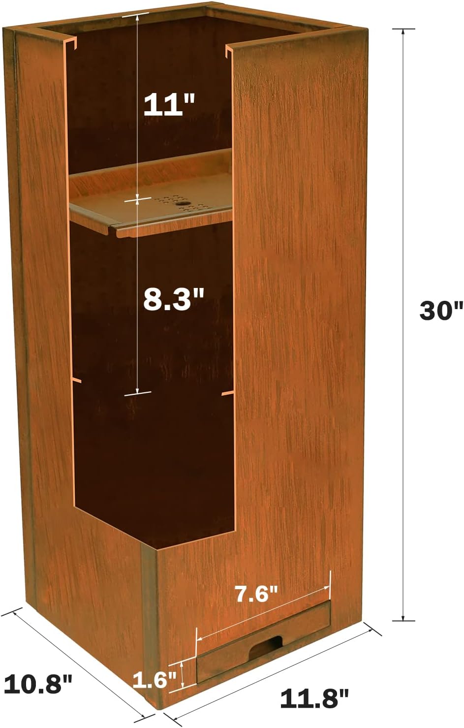 KOL Pre-Rusted Steel 30''H Planter Box, Weathering Steel Planter Box,Rustic Finish Metal Tall