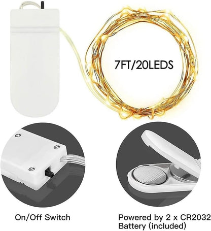 24 Pack Fairy Lights Battery Operated 7 Feet 20 Led Christmas Twinkle String Lights Silver Wire