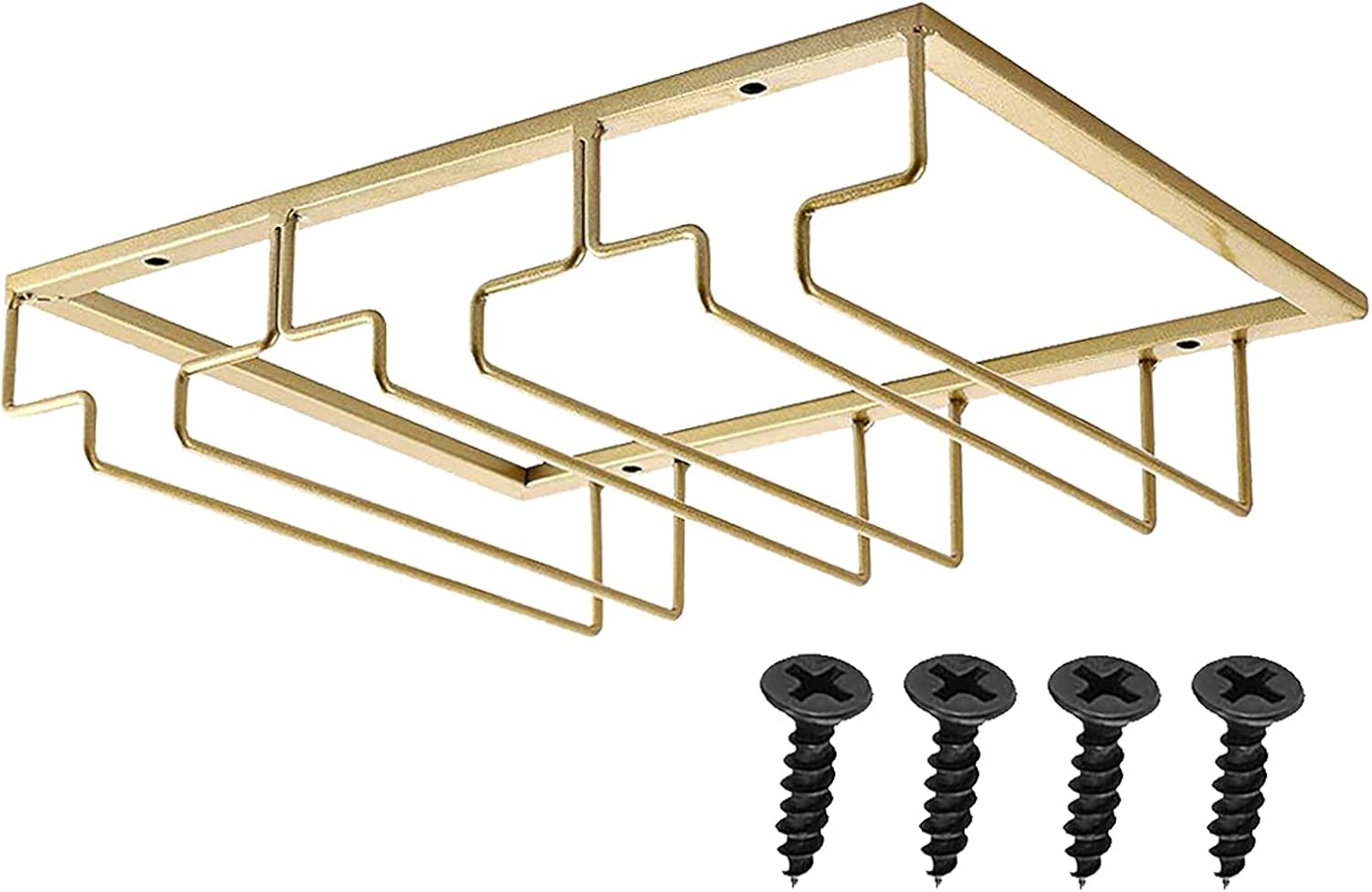 eywlwaar Wine Glass Rack Wine Glass Hanging Rack Metal Wine Glass Holder (Gold, 3 Rows-1 Pack)