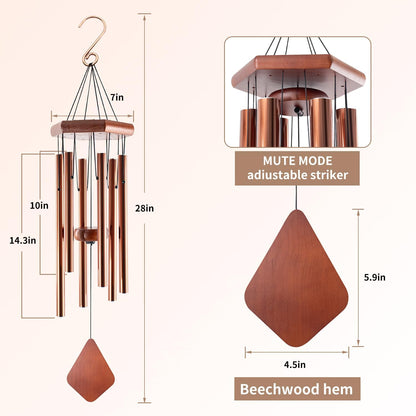 Small Wind Chimes for Outside, 28 Inches Wind Chimes Outdoor Tuned Soothing Melody, Sympathy Wind