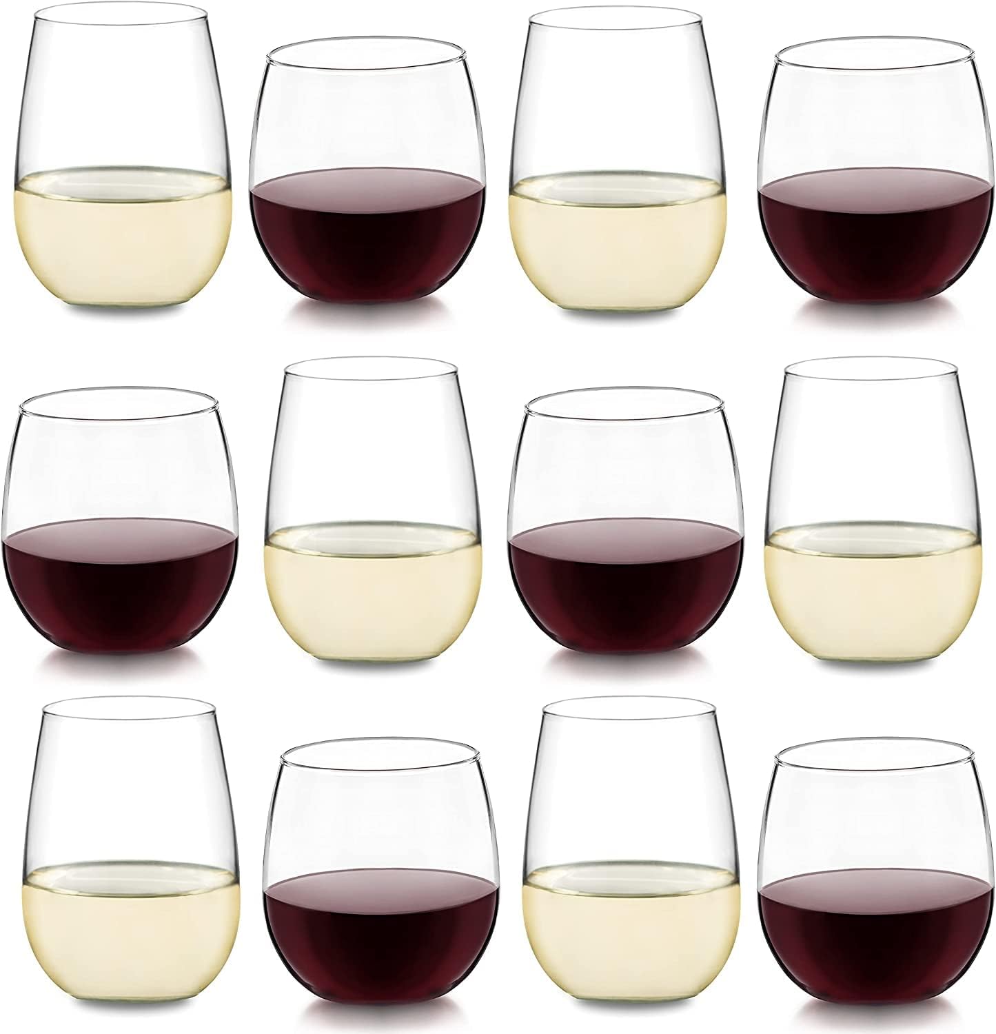 Libbey Stemless Wine Glasses Set of 12, Dishwasher Safe Set Of Wine Glasses, Perfect for Cocktails