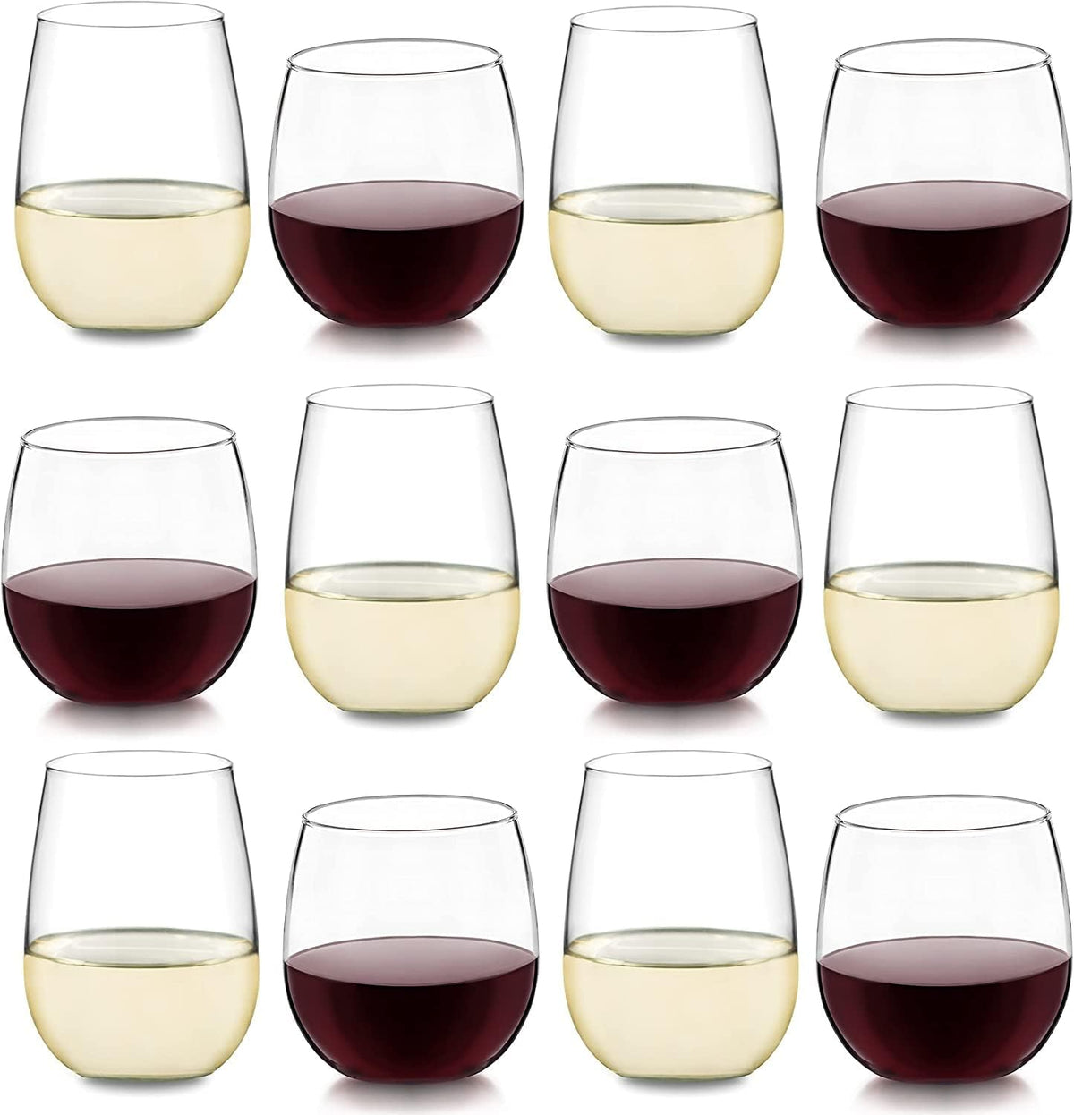 Libbey Stemless Wine Glasses Set of 12, Dishwasher Safe Set Of Wine Glasses, Perfect for Cocktails