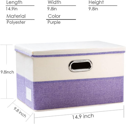 PRANDOM Collapsible Storage Bin with Lid [3-Pack] Fabric Foldable Storage Box Organizer Container