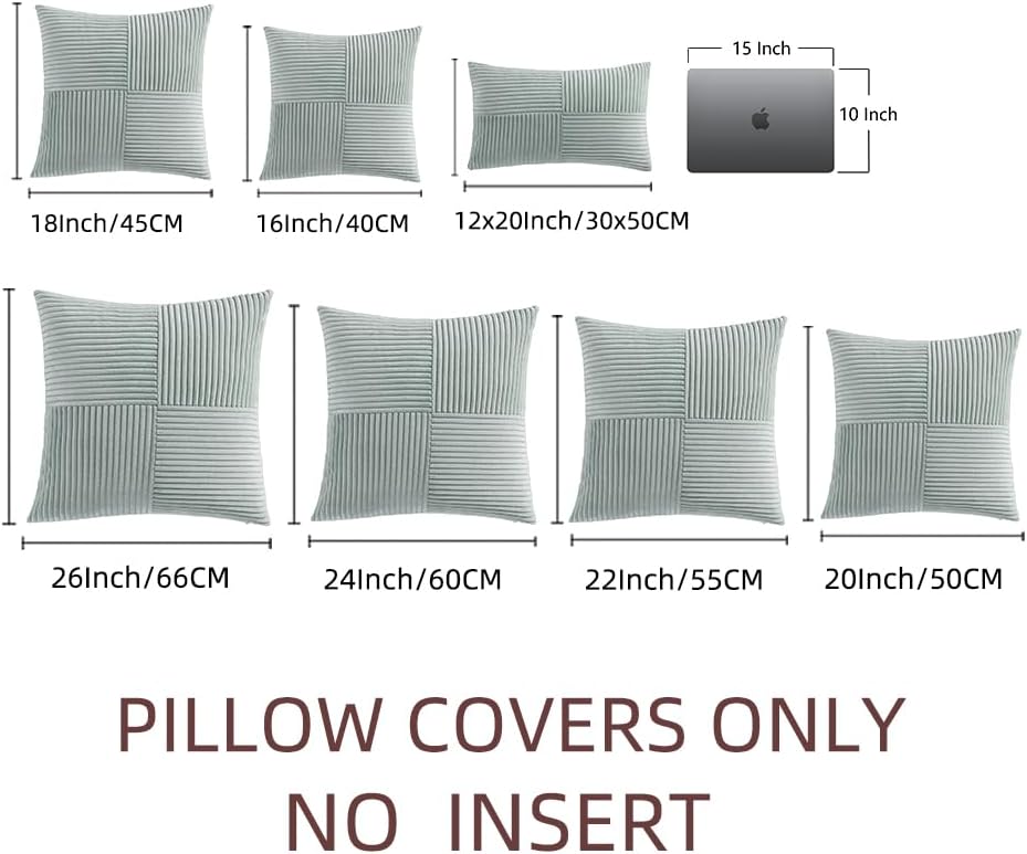 Fancy Homi 2 Packs Grey Blue Euro Decorative Throw Pillow Covers 24x24 Inch for Couch Bed Sofa