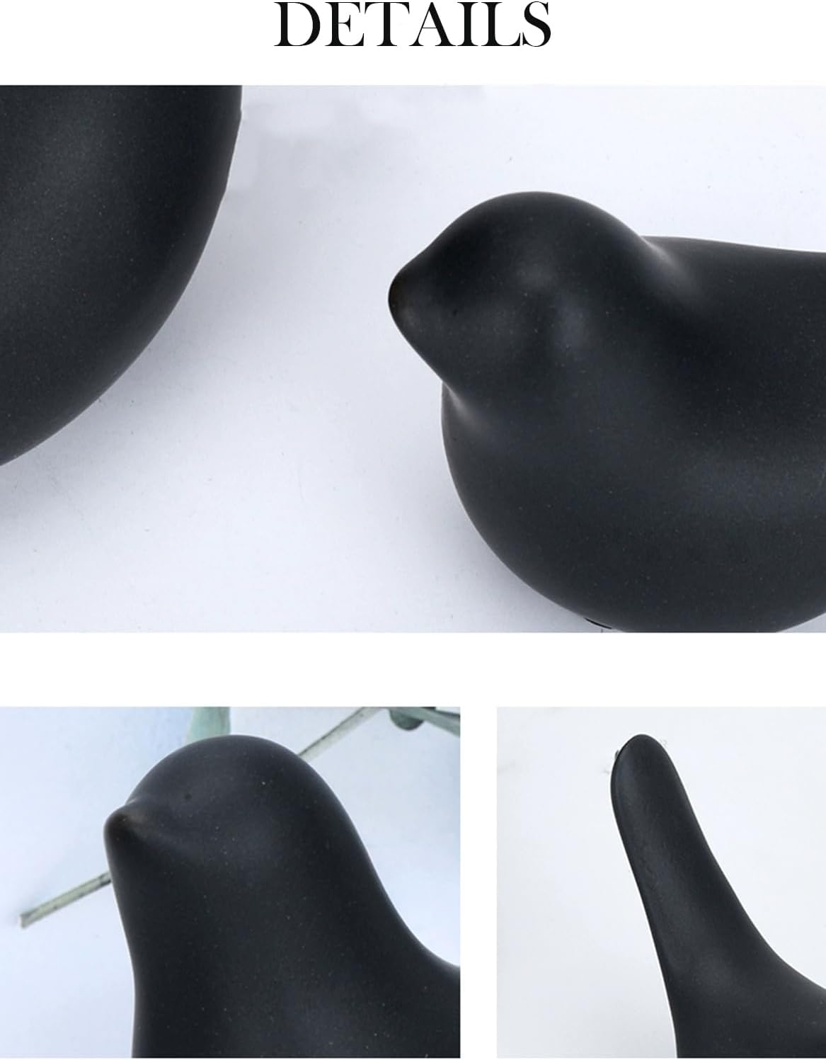 Small Animal Statues, Black Bird Figurines Home Decor, Modern Home Decorative, Ceramic Decor for