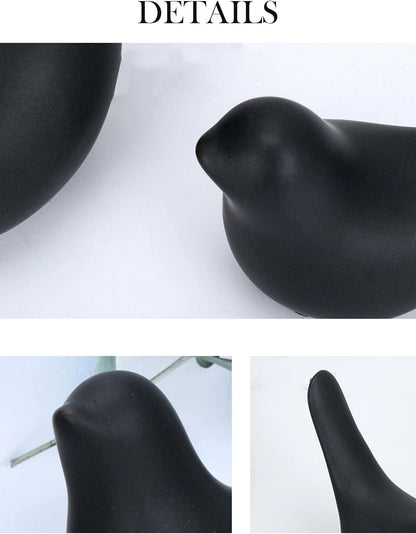 Small Animal Statues, Black Bird Figurines Home Decor, Modern Home Decorative, Ceramic Decor for