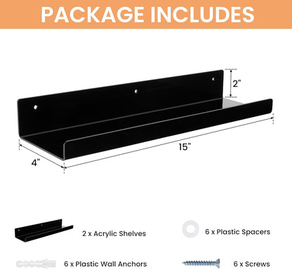 upsimples Acrylic Shelves for Wall Decor, 15" Display Shelf Perfume Organizer for Bathroom
