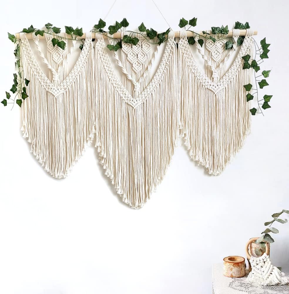 guzhiou large macrame wall hanging - Boho Tapestry Macrame Wall Decor Art- Chic Bohemian Handmade