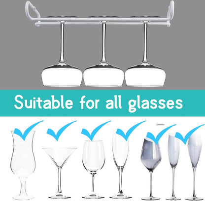 White 4 Wine Glass Rack Under Cabinet Shelf 10 Inch Stemware Storage Hanging Hanger Organizer