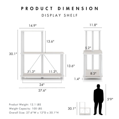 Homes: Inside + Out Apexa Modern 3-Cube Ladder Shelving Units, Collectibles Display Shelves, Easy