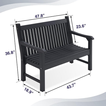 Psilvam Garden Bench, 2-Person Poly Lumber Patio Bench, All-Weather Outdoor Bench That Never Rot