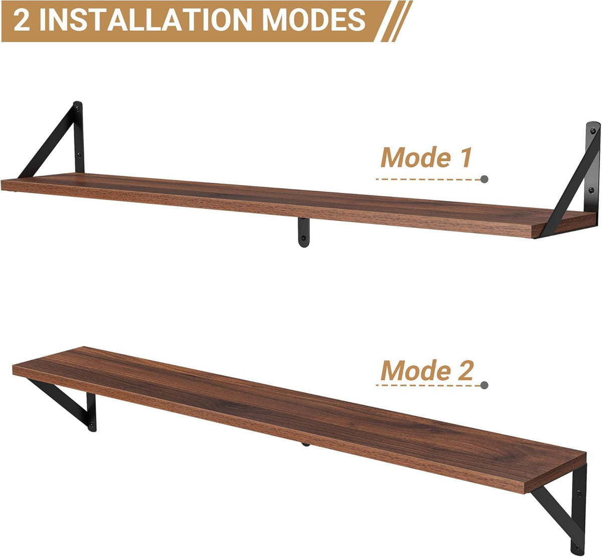 Heimlove Floating Shelves for Wall, 36 Inch Long Wood Floating Bookshelf Set of 3, Wall Mounted