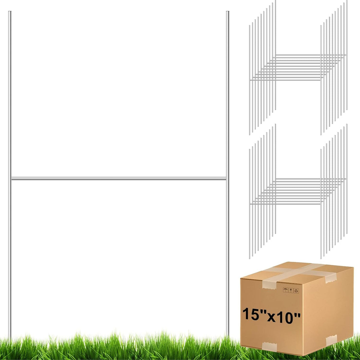 Tandefio 100 Pcs Yard Sign Stakes Metal 15"x10" H Frame Wire Yard Stakes Use with Corrugated Sign