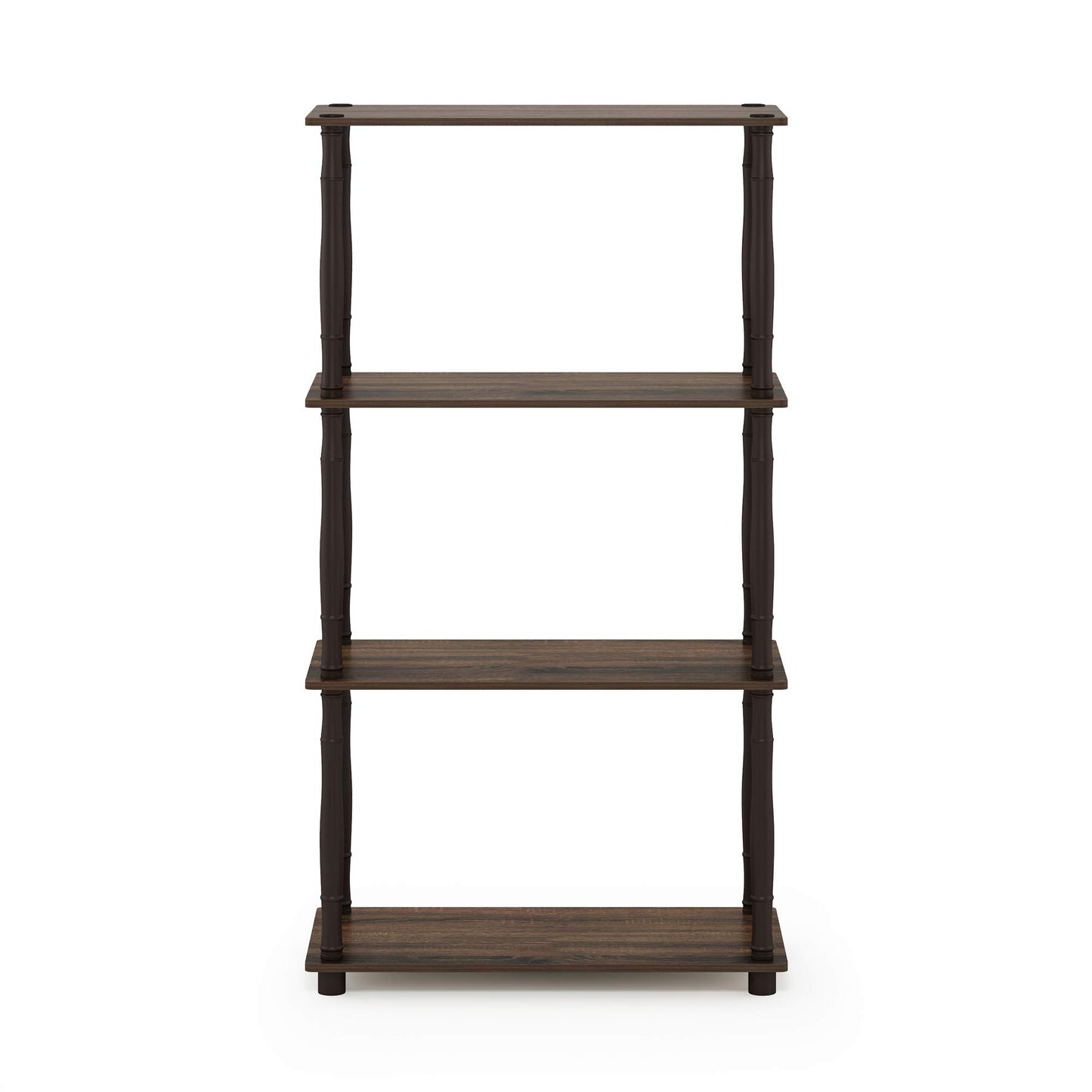 Furinno Turn-N-Tube 4-Tier Multipurpose Shelf Display Rack, Classic Tubes, Walnut/Brown
