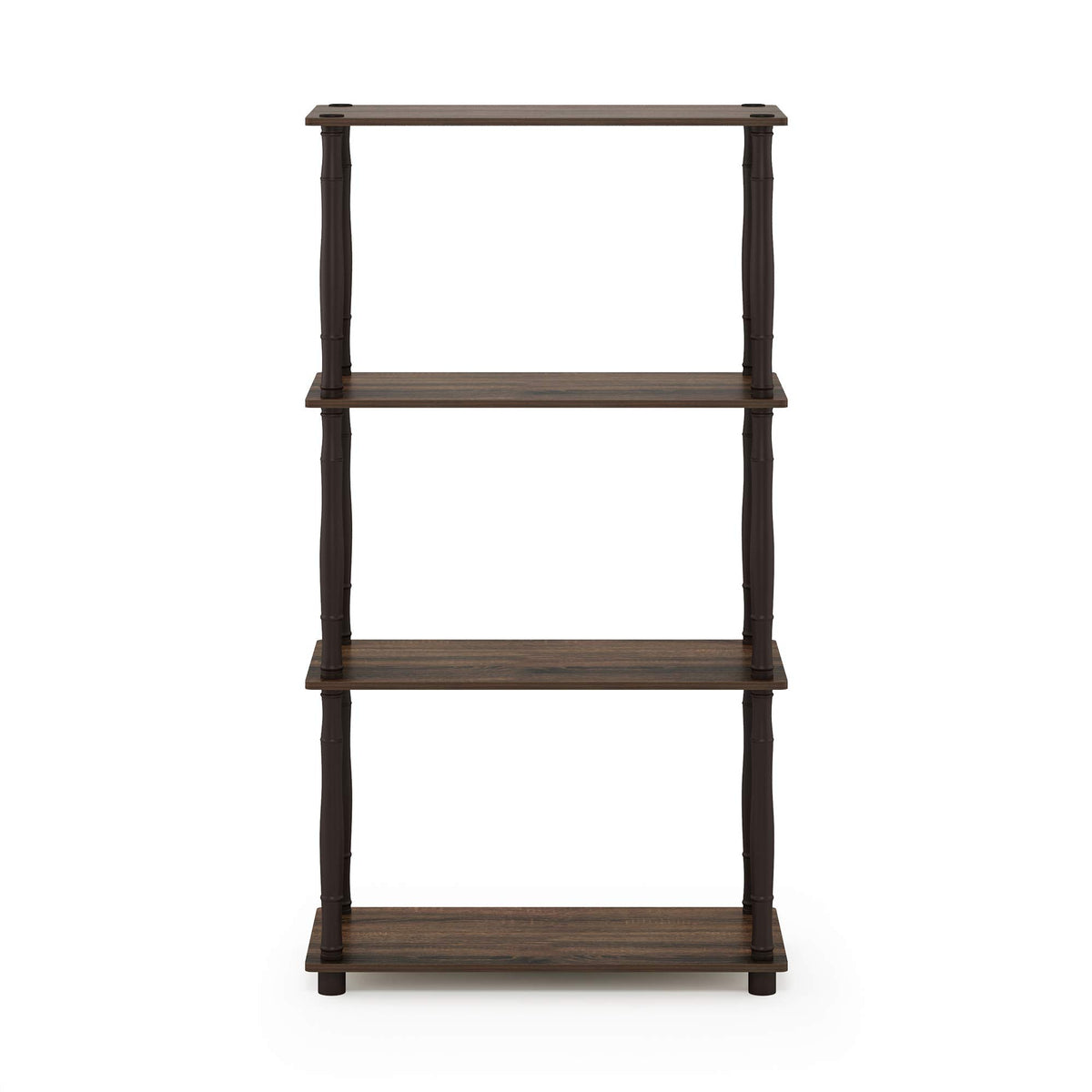 Furinno Turn-N-Tube 4-Tier Multipurpose Shelf Display Rack, Classic Tubes, Walnut/Brown