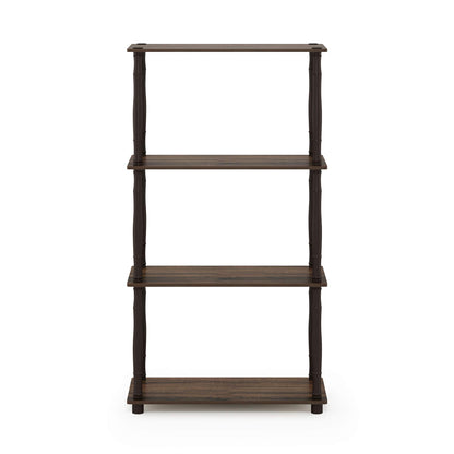 Furinno Turn-N-Tube 4-Tier Multipurpose Shelf Display Rack, Classic Tubes, Walnut/Brown