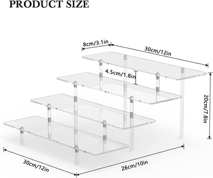 Acrylic Display Riser Stand Shelf Clear 4 Tier Cupcake Stand Perfume Display Holder Figures Desktop
