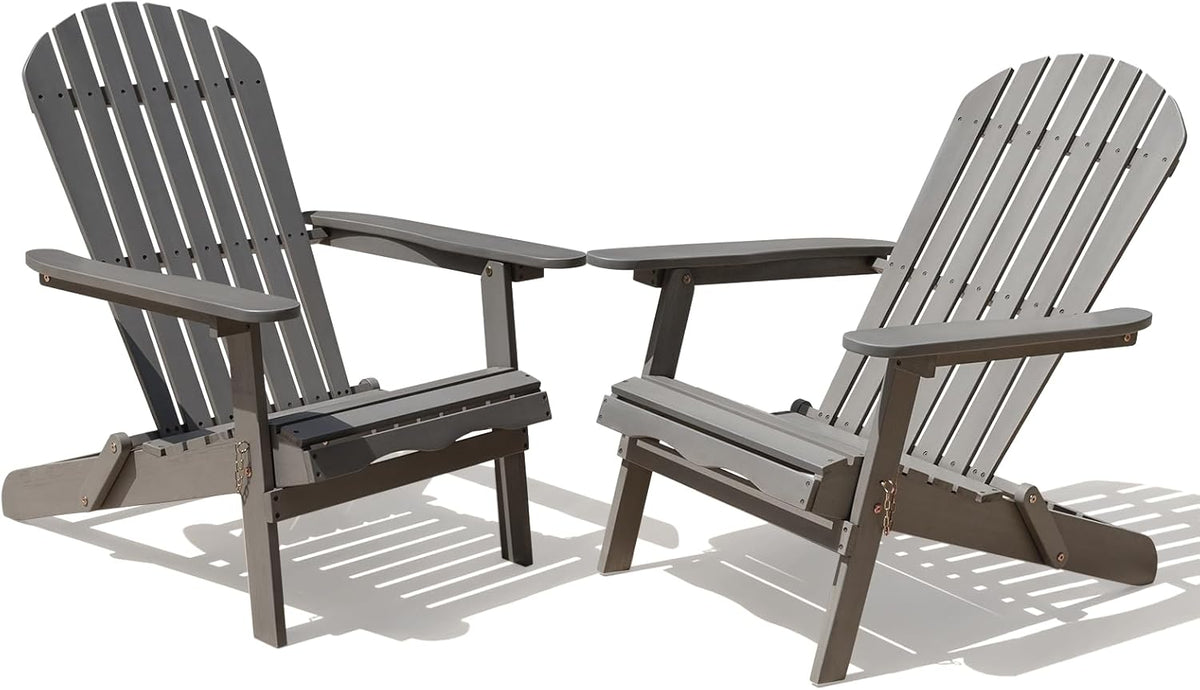 Idzo Outdoor Adirondack Chair Set of 2, Pre-Assembled Backrest, Patio Furniture Set, Outdoor