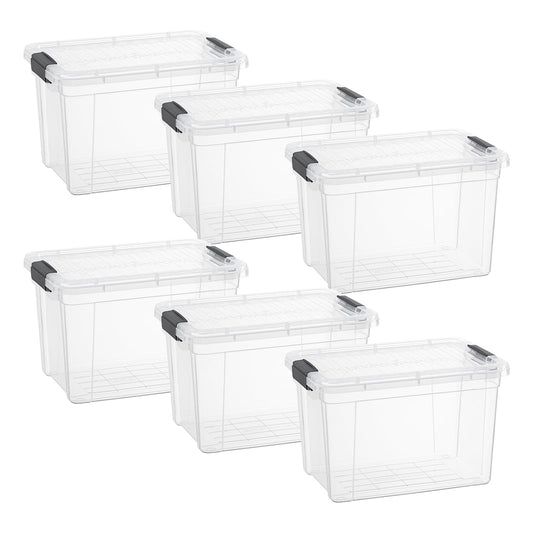 Superio Clear Storage Boxes with Lids, 8.7 Quart Plastic Container Bins for Organizing, Stackable