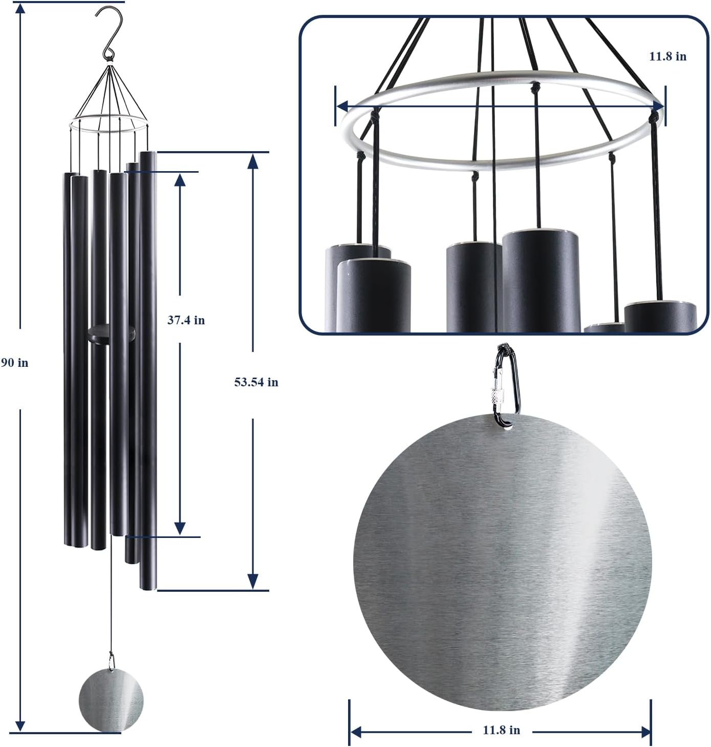 ASTARIN 90 Inch Wind Chimes for Outside with Precision Tuned, Extra Large Handcrafted Wind Chimes