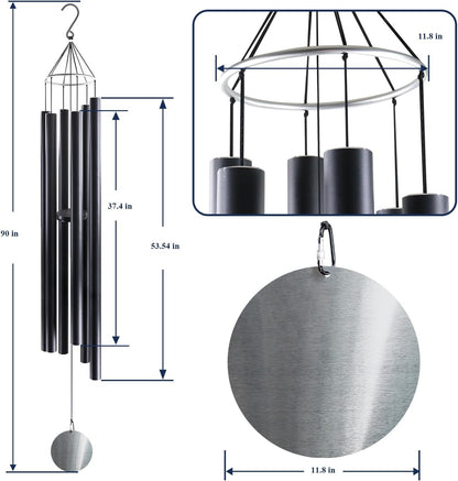 ASTARIN 90 Inch Wind Chimes for Outside with Precision Tuned, Extra Large Handcrafted Wind Chimes