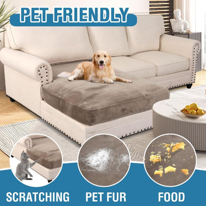 H.VERSAILTEX Velvet Stretch Individual Chaise Cover Sectional Couch Covers for L Shaped Sofa Both