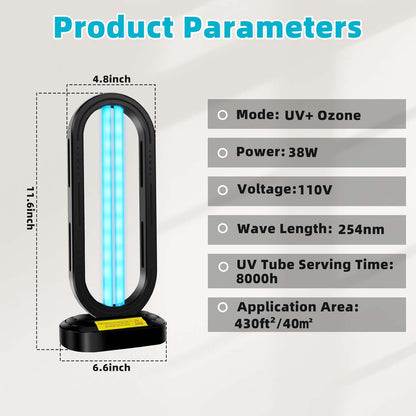 UV Light Sanitizer,4-Speed Timing and Remote Control UVC Home Disinfection Device,Portable