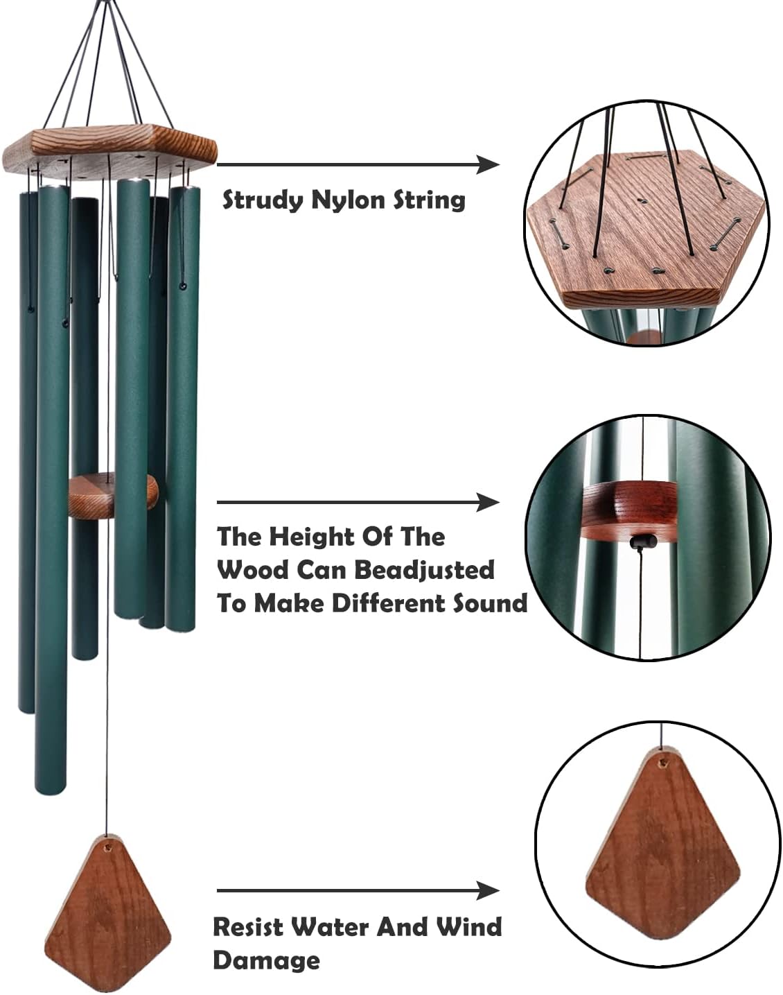 Wind Chimes Outdoor Large Deep Tone,Sympathy Wind Chime Outdoor, Memorial Wind-Chime with 6 Tuned