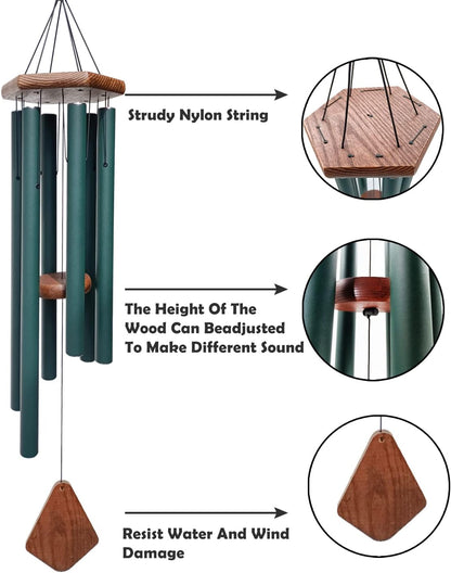 Wind Chimes Outdoor Large Deep Tone,Sympathy Wind Chime Outdoor, Memorial Wind-Chime with 6 Tuned