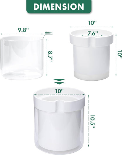 Phoenix Vine 10 Inch Self Watering Planter, White Terracotta Clay Pot with Glass Reservoir for