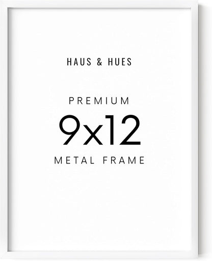 HAUS AND HUES 9x12 White Picture Frame - 9X12 Poster Frame - Vertical & Horizontal Hanging