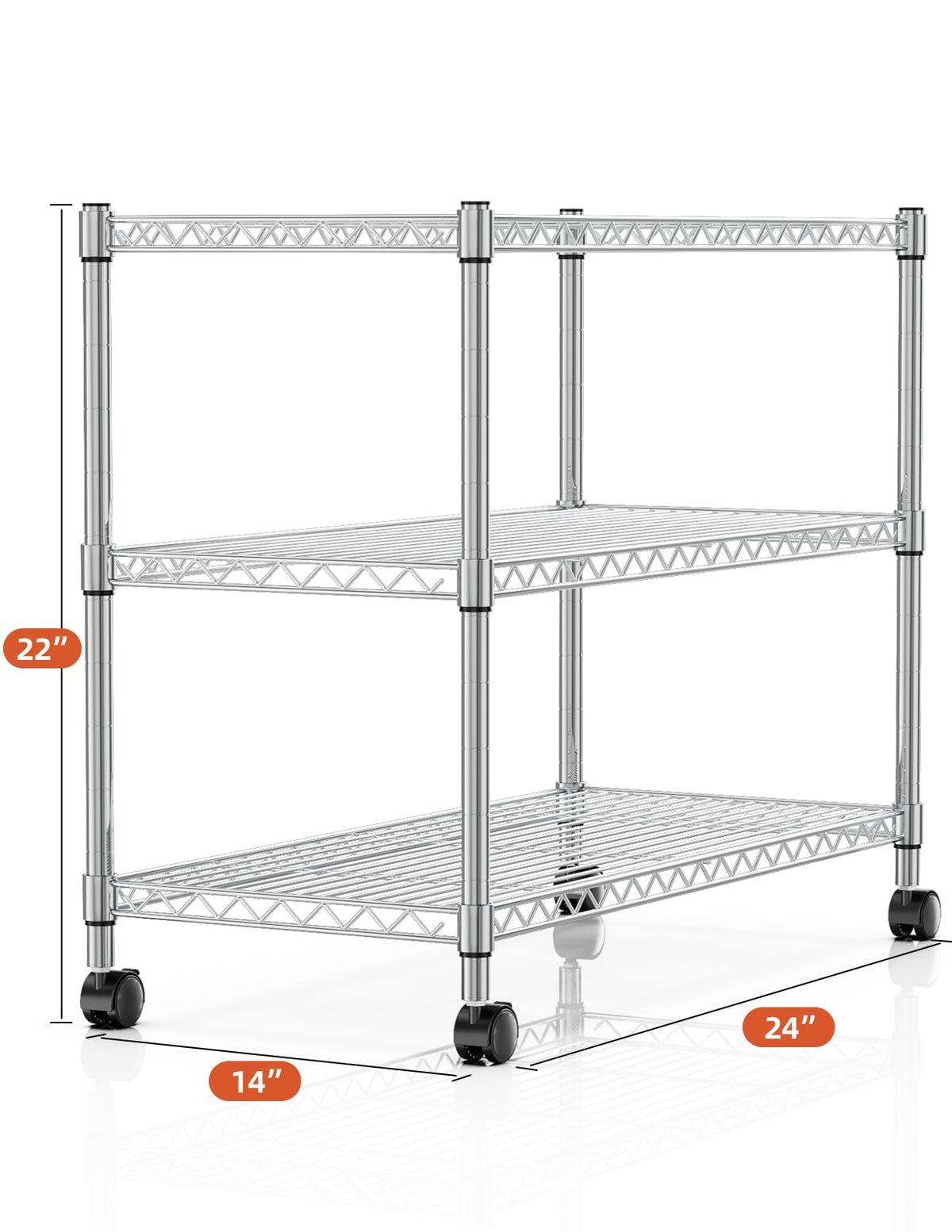 Simple Deluxe 3-Tier Heavy Duty Storage Shelves 750Lb Capacity, 24.02" D x 13.78" W x 21.97" H
