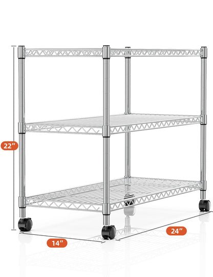 Simple Deluxe 3-Tier Heavy Duty Storage Shelves 750Lb Capacity, 24.02" D x 13.78" W x 21.97" H